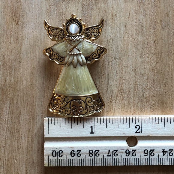 Jewelry Vintage Gold Tone Enamel Angel Brooch Poshmark